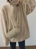 Damenjacken Fleece Dicke Hoodies Frauen Herbst Winter Warm Koreanische Mode Mäntel Stehkragen Plüsch Reißverschluss Sweatshirts Outwear