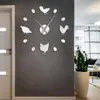 Horloges murales Ferme Poulet et œufs frais DIY Grande horloge Ferme Décor rustique Cuisine sans cadre Montre Miroir Autocollants