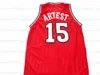 Custom Ron Artest #15 St John Basketball Jersey White Red Sewn Any Name Number Size S-4XL 5XL 6XL