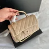 Klassisk flikväska Handväska i äkta läder Vintage Gabrielle Quilted Small Designer Khaki Väskor 20cm