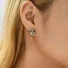 Orecchini con perno smalto cuore nero per le donne cristallo amore coppia piercing all'orecchio catena nappa orecchino gioielli di moda Brincos 2022