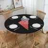 Table Cloth Round Arabic Palestinian Tatreez Cross Stitch Embroidery Waterproof Tablecloth Cover Backed With Elastic Edge