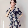 Women's Sleepwear Female Sexy Transparent Temptation Home Bathrobe Women Pajamas Set Short Night Robes Floral Nightdress With Belt