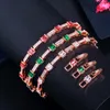 Bangle 2022 Europese en Amerikaanse mode -sieraden Kleur Square Zirkon Lady Bracelet Rose Gold