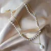 ペンダントネックレスシンプルな天然淡水真珠の鎖骨のネックレス