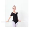 Scenkläder grossist av högsta kvalitet flickor svart kort ärmmesh lycra leotard för balettdans droppa A0050