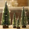 Christmas Decorations Fine Workmanship 4Pcs Excellent Home Decoration Artificial Xmas Tree Flocked Desktop Glowing For