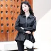 Kvinnors läderjackor för kvinnor Autumn Winter Jacket Short Drawstring Sheepskin Coats Korean Fit Fashion Coat Chaqueta CJK