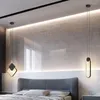 ペンダントランプアルミニウムLEDライトベッドサイドリビングルームの装飾のためのミニマリストブラック/ホワイトハンギングランプモダンホーム照明器具