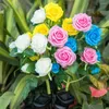 Solar LED LED Outdoor 6 róże lampy trawnikowe Wodoodporne kwiaty do ogrodu i warzywa w kraju domowa dekoracja świąteczna