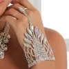 Bangle GLAMing Luxury Hollow Rhinestone Harness Bracelet Finger Chain For Women Crystal Wrap Hand Bridal Wedding Jewelry