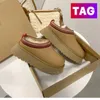 Luxury Australien kvinnliga tofflor Tazz Suede Shearling Platform tofflor Vintpäls varm mode inomhus utomhusskor kastanj australiska damer glider oss 4-11