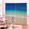 Curtain Po Blue Curtains Beach Print Chinese Customized 3D Blackout Living Room Bedroom