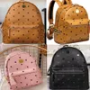 Leather Handbags High Quality 2 size men women School Backpack famous Rivet printing Backpacks Designer lady Bags Boy and Girl bac275r