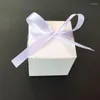 غلاف هدية 100pcs حلوى مع شريط أبيض 5x5x5x5cmggift الحفل الحزب لصالح ديي الشوكولاتة لعيد الزفاف