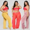 Women's Pants Fashion Casual Women High Waist See Through Flared Leg Mesh Summer Beach Long Trouser Blue Red Yellow Apricot