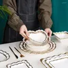 Piatti in ceramica oro piatto di piatti a mano in rilievo piatti da desktop e set di bistecca per ristoranti occidentali francese