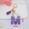 Nyckelringar Fashion Purple Constellation Letter Keychain med Tassel Women Purse Charm A-Z Inledande alfabet Pendant Key Ring Par Gift