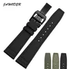 Jawoder Watchband 20 21 22mm Edelstahl -Einsatzschnalle Schwarzes Grün Nylon mit Lederboden -Uhrenband für Portugal198H