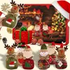 Decorações de Natal Bolsas de linho com cordão 3D Prinha Planta Snowman-Riendeer Candy Gift Trate Apple Xmas Sack