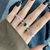 S925 Sterling Silver Heart Designer Rings for Woman 8x8mm Green White 8a Cubic Zirconia Love Diamond Ring Elegant Luxury SMYELRY VALENTINES DAY Presentlåda Storlek 6-9