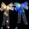 Christmas Decorations Silver Bowknot Hanging Pendant Creative Printing Bow Luminous Decor Tree Decorative