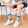 Men's Socks Oil Painting Series Autumn Winter Men Funny Harajuku Retro Women Art Crew Tide Drop Novelty Sox