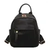 Рюкзак для женщин простые PU 2022 Корейский стиль мягкая кожаная мода черная путешествия маленькие портативные студенческие сумки