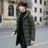 Men's Down Winter Jacket Long Coat Cotton Hooded Thick Korean Slim Youth Handsome