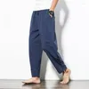 Men's Pants IN Men's Cotton Linen Loose Male Casual Solid Color Trousers Chinese Style Plus Size Sweatpants