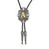 Bow amarra KDG Western Cowboy Zinc Alloy Letras naturais A a Z Modelos de homens e mulheres