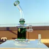 10-Zoll-Glasbong mit langem Hals, klare grüne Glasbongs, Wasserpfeifen, Shisha-Recycler, Joint-Raucher-Bubbler, 14-mm-Schüssel und Banger, OEM-ODM