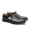Sandales été affaires robe chaussures hommes respirant à lacets cuir véritable angleterre Style extérieur décontracté mâle noir