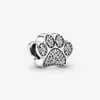 100% 925 Sterling Silver Sparkling Paw Print Charms Fit Original European Charm Bracelet Fashion Women Wedding Engagement Jewelry 219C
