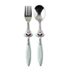 Dinnerware Sets 2pcs/set Stainless Steel Forks Spoon Cutlery Children Iridescent Cartoon Squirrel Shaped Cute Home Kitchen Tableware TSLM1
