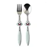 Set di stoviglie 2 pz/set Forchette in Acciaio Inox Cucchiaio Posate Bambini Iridescente Cartone Animato a Forma di Scoiattolo Carino Cucina di Casa Stoviglie TSLM1