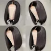 Pouces Court Bob Perruques Cheveux Humains 4X1 Dentelle Fermeture Brésilienne Droite Avant Pour Les Femmes Noires