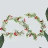 Decorative Flowers Artificial Christmas Garland Wreath Frosted Berry Pinecone Xmas Home Party Decoration Rattan Hanging Ornament