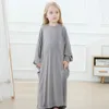 Vêtements ethniques Ramadan enfants couleur Pure Jilbab vêtements de prière fille musulmane Abaya caftan islamique plaine pleine sur Robe ample