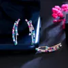 Brincos de costas coloridas cúbicas zirconia escalador de ouvido de linhas curvadas formato de linha de jóias delicadas para mulheres