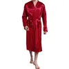 Men's Sleepwear Men Robe Kimono Bathrobe Gown Long Sleeves Groom Groomsman Wedding Satin Loungewear Casual Home Clothes Nightwear