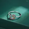 حلقات الكتلة Cinsd معتمدة حقيقية 925 حلقة فضية Romanti شكل القلب الزفاف اللامع الزركون الكريستال هدايا المجوهرات الراقية