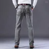 Men's Jeans 2023 Spring Autumn Men's Gray Stretch Business Fashion Classic Style Denim Regular Fit Trousers Male Brand Pants