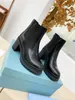 Luxo Designer Couro e Botas de Nylon Monolith Chelsea ROIs Plataforma de Patente Patente Boot Bair Black Pull em Botas de Combate Com Box