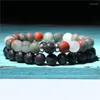 Strand 2st/set Fashion Men Armband Natural Stone Tiger Eye Lava Bead for Women Jewelry Gift Classic Pulsera Hombre