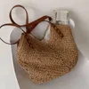 HBP Blue Hand-Woven Women Axel Handv￤ska Bohemian Summer Straw Beach Tote Bag Travel Shopper Weaving Shopping Bags257w