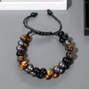 Strand Double Layer Natural Tiger Eye Stone For Unisex Ethnic Yoga Bracelets Handmade Woven Bracelet Healing Jewelry