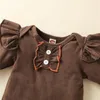 Clothing Sets 3Pcs Toddler Thanksgiving Outfits Long Sleeves Romper Cartoon Turkey Pants Hairband For Baby Girls Brown