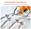 Dinnerware Sets 2pcs/set Stainless Steel Forks Spoon Cutlery Children Iridescent Cartoon Squirrel Shaped Cute Home Kitchen Tableware TSLM1