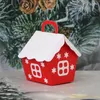 Envoltura de regalo 25 unids Navidad Red Little House Candy Box Bolsas de galletas para dar cajas de tratamiento Cajas de embalaje